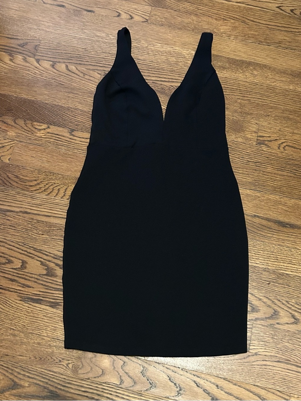 Lulu's Black Plunge Neck Bodycon Mini Evening Dress